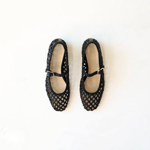 Le Monde Beryl Woven Leather Mary Janes - Black