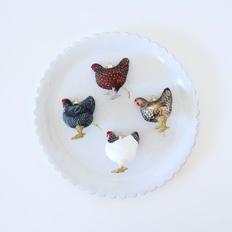 Blown Glass Ornaments - Farmhouse Hens - 4 Options