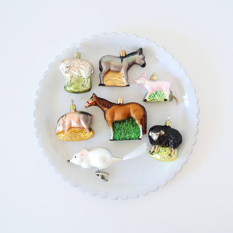 Blown Glass Ornaments - Farm Animals - 7 Options