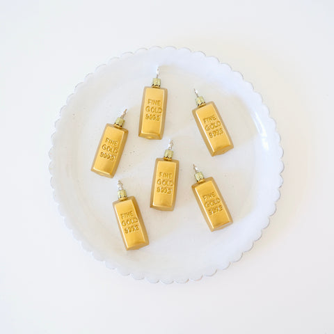 Blown Glass Ornament - Gold Bar