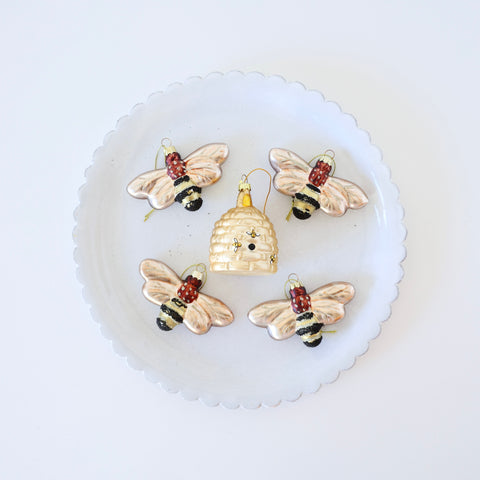 Blown Glass Ornaments - Bees and Bee Skeps - 2 Options