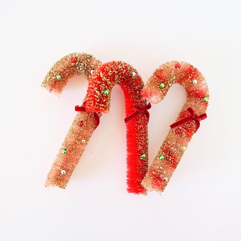 Vintage Inspired Brush Candy Cane - Large