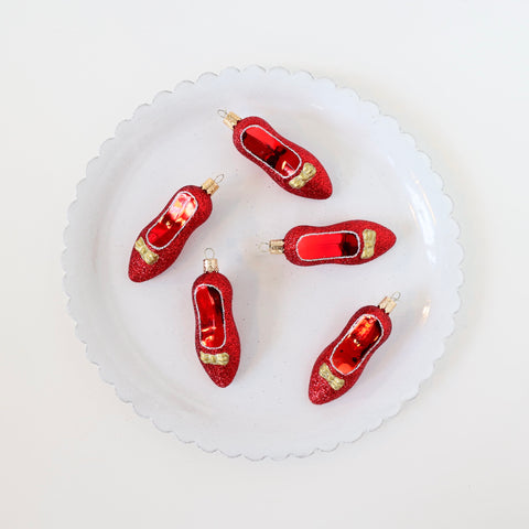 Blown Glass Ornaments - Ruby Red Slippers