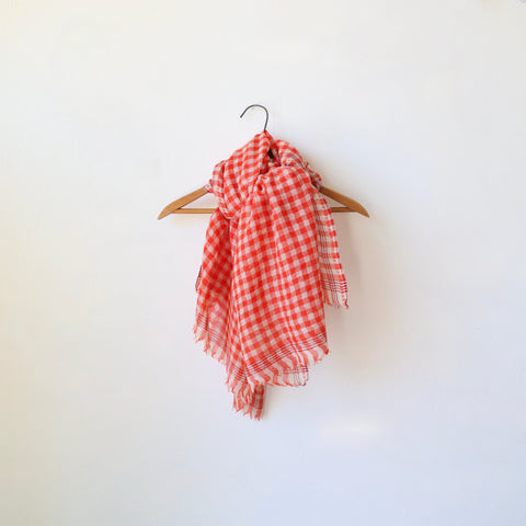 Moismont Wool Gingham Scarf - Poppy Red