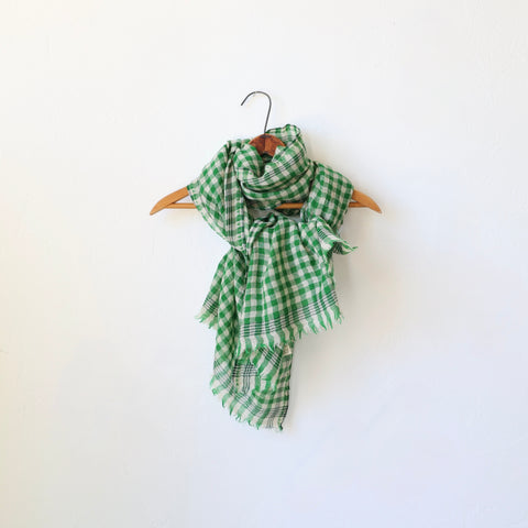 Moismont Wool Gingham Scarf - Apple Green