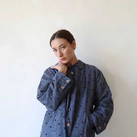 Bunon Polkadot Coat - Cloud Blue