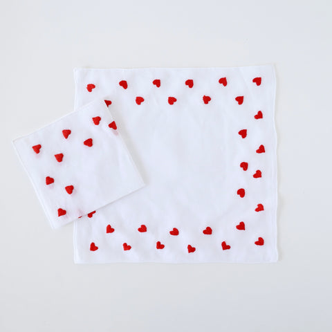 Hand Embroidered Handkerchief - Hearts