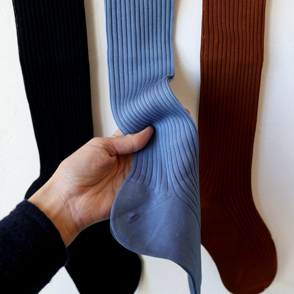 Maria La Rosa Fine Ribbed Cotton High Socks - 3 Colors