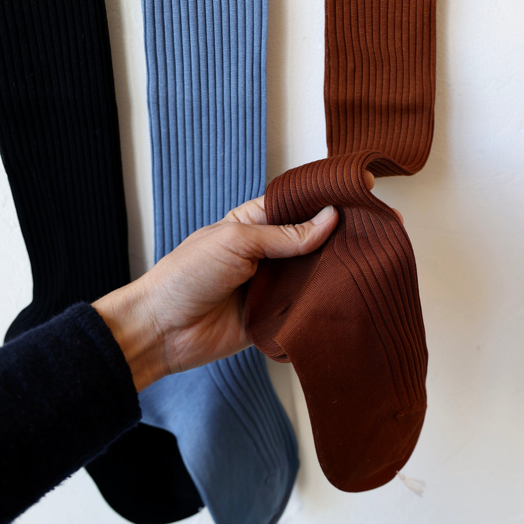 Maria La Rosa Fine Ribbed Cotton High Socks - 3 Colors