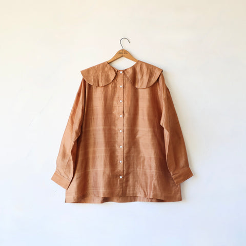 Bunon Big Collar Blouse - Soft Brown