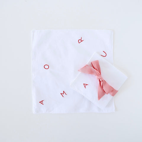 Hand Embroidered Handkerchief - Amour