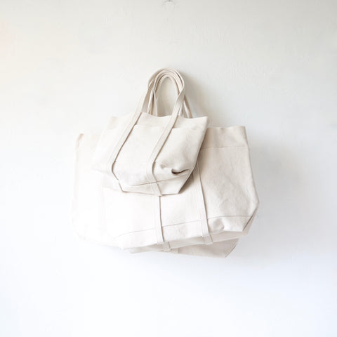 Amiacalva Washed Canvas Tote Bags - Ecru - 3 Size Options