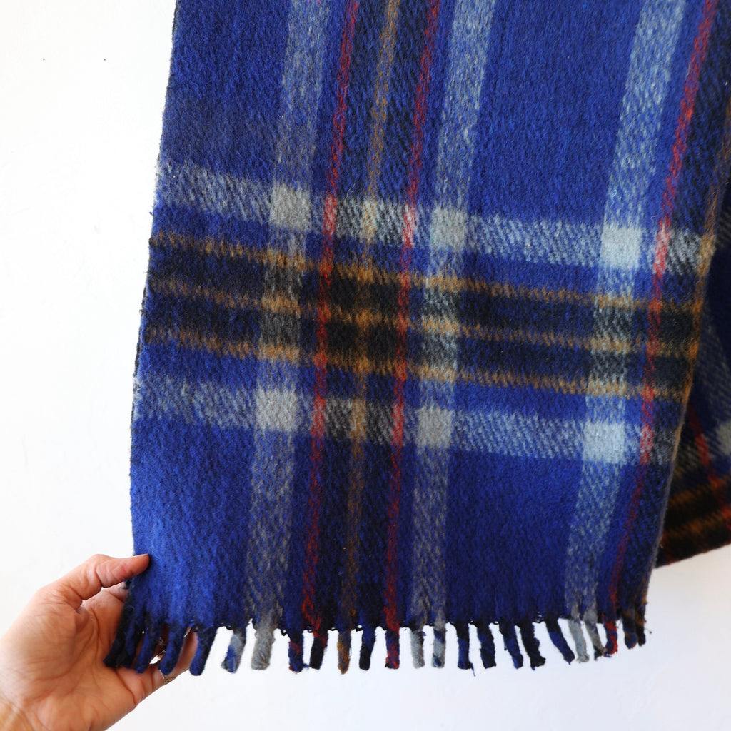 Khadi Wool Plaid Blanket - Blue