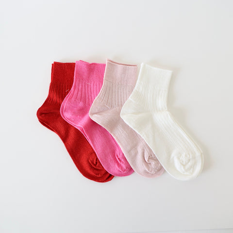 Fog Linen Ribbed Ankle Socks - 4 Colors