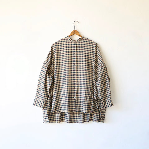 Runaway Bicycle Check Shirt - Navy/Maroon
