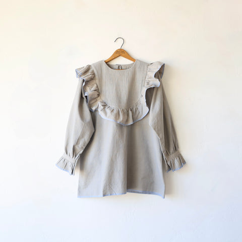 Bunon Pin Tuck Ruffle Blouse - Soft Blue
