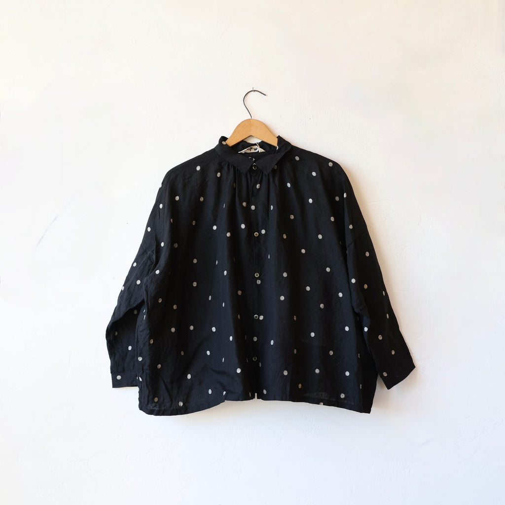 Ichi Antiquités Polkadot Linen Shirt - Black
