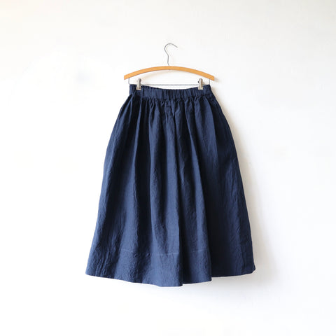 Apuntob Linen Gathered Skirt - Abyss