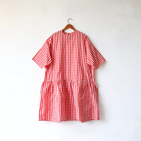 Eleph Short Mumu Dress - Red Check