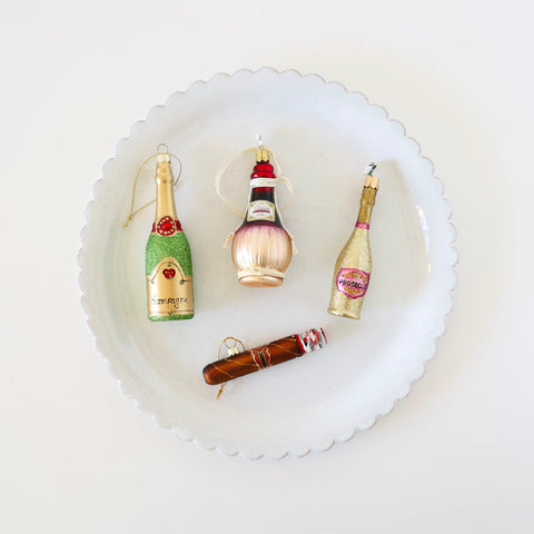 Blown Glass Ornaments - Fun Drinks & Cigar - 4 Options
