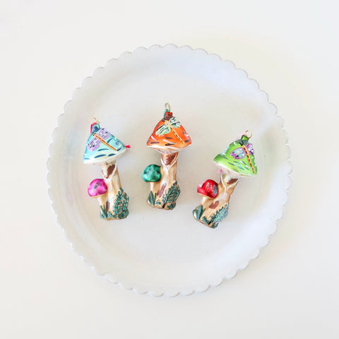 Nathalie Lété Blown Glass Ornaments - Mushrooms #3 - 3 Options