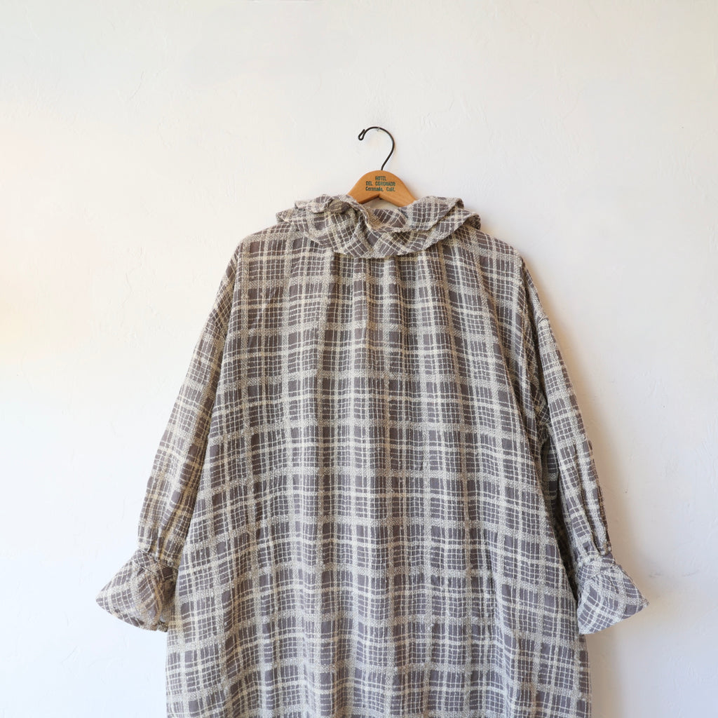 Ichi Antiquités Ruffle Collar Wool Dress - Grey