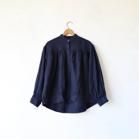 Ichi Antiquités Linen Blouse - Navy