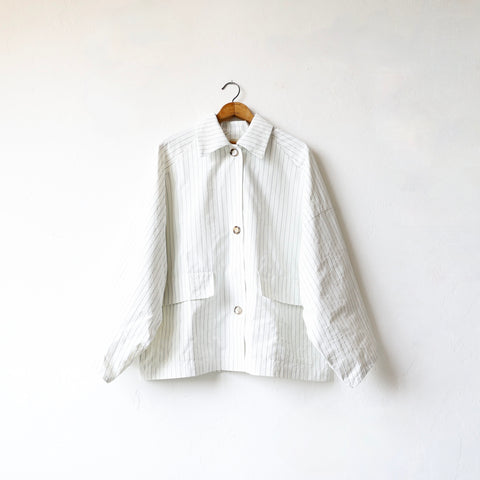 Eleph Lies Coat Short - Ecru Stripes