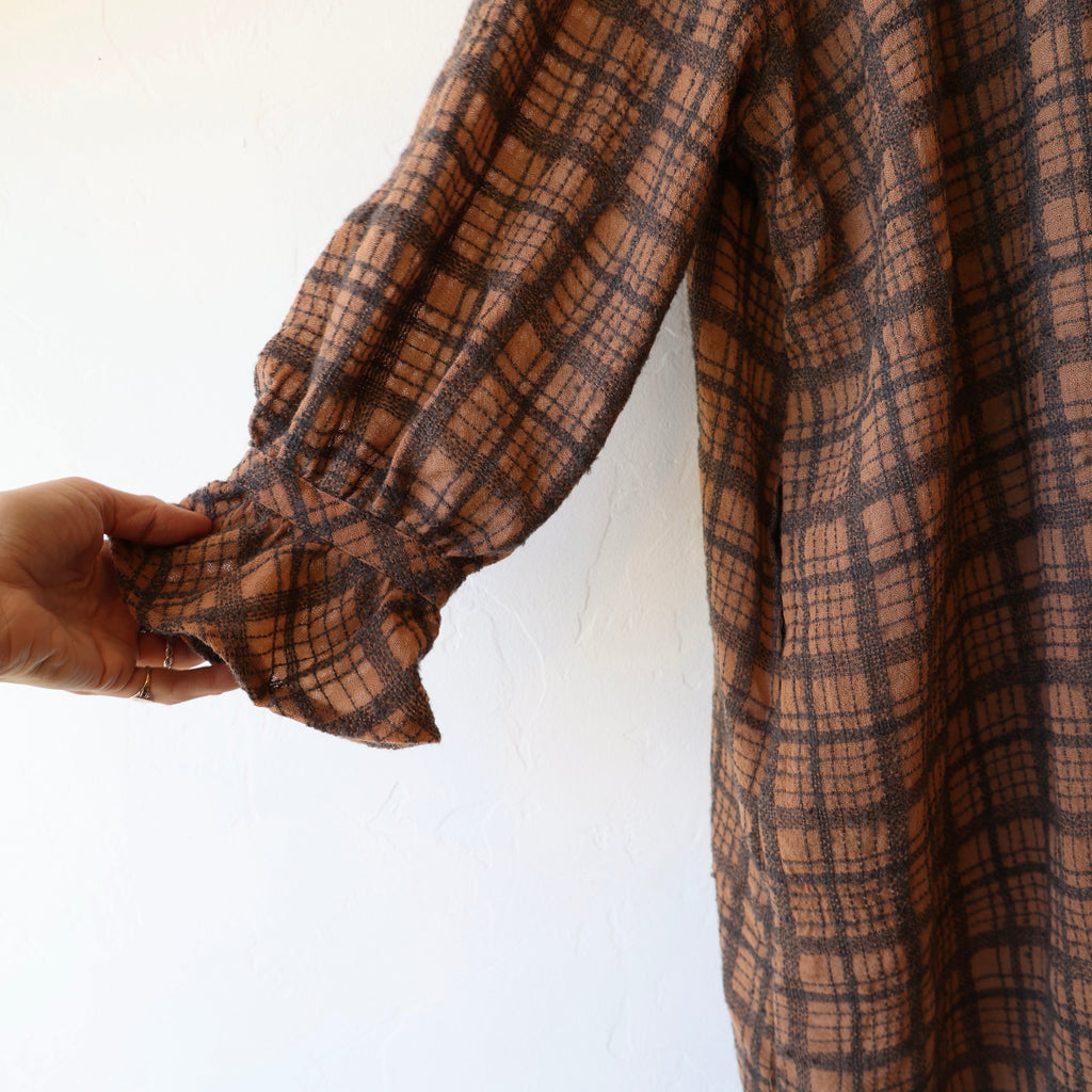 Ichi Ruffle Collar Wool Dress - Brown