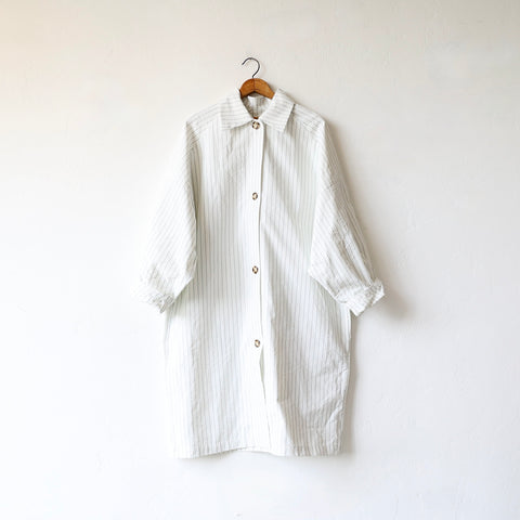 Eleph Lies Coat Long - Ecru Stripe