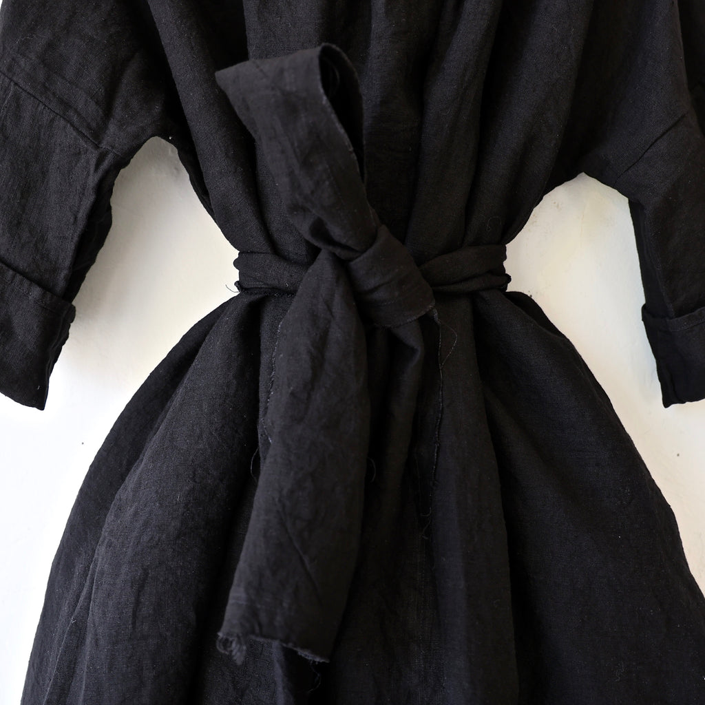 Pip Squeak Chapeau Gather Linen Dress - Black