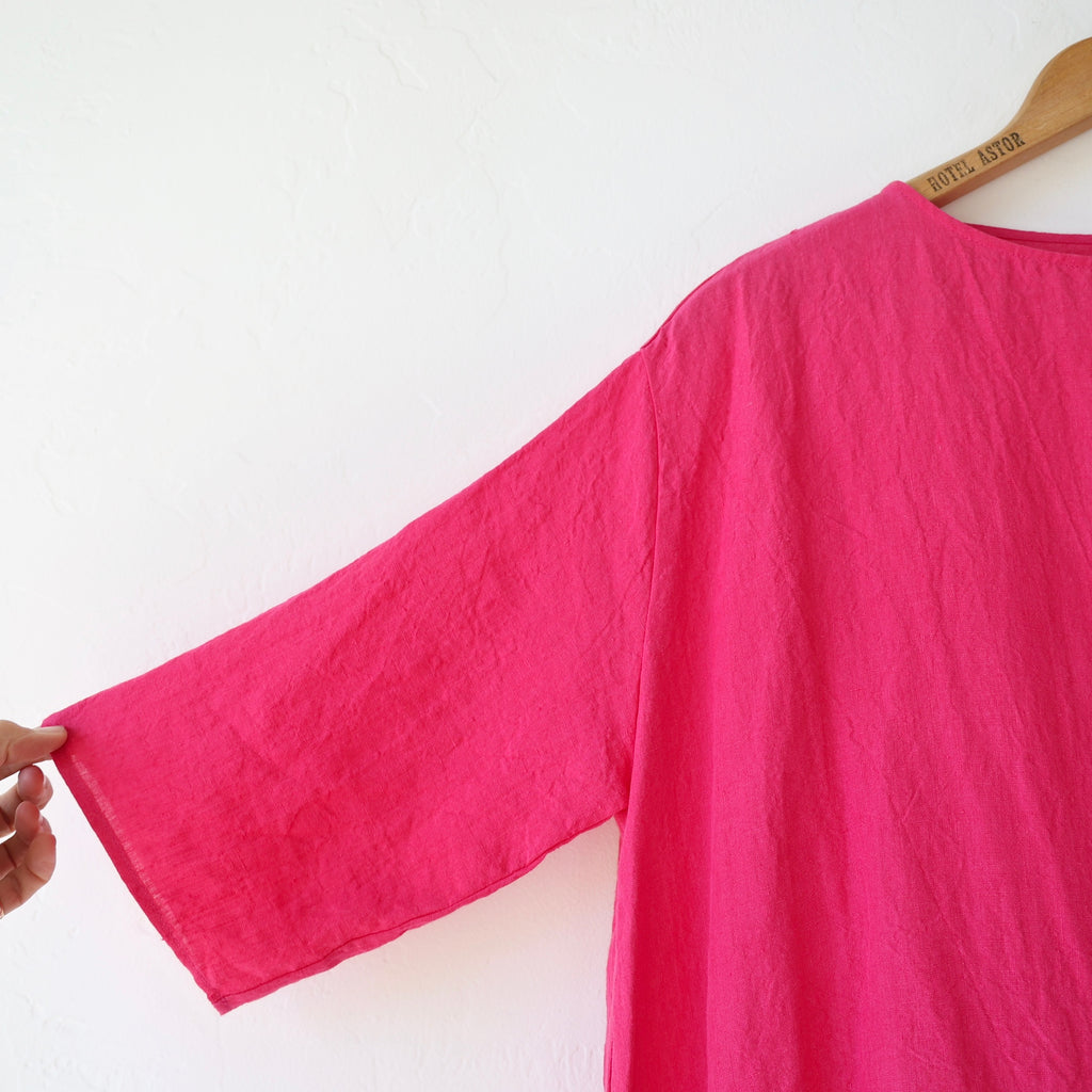 Apuntob Linen Dress - Raspberry
