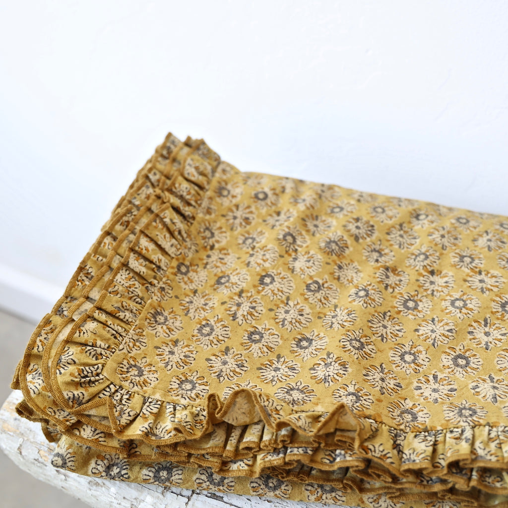 Block printed Tablecloths and Napkins - Ochre Medallion