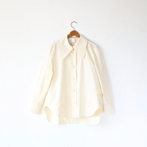 Caron Callahan Cooper Shirt - Cream Shiny Poplin