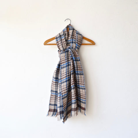 Moismont Plaid Wool Scarf - Brown & Blue