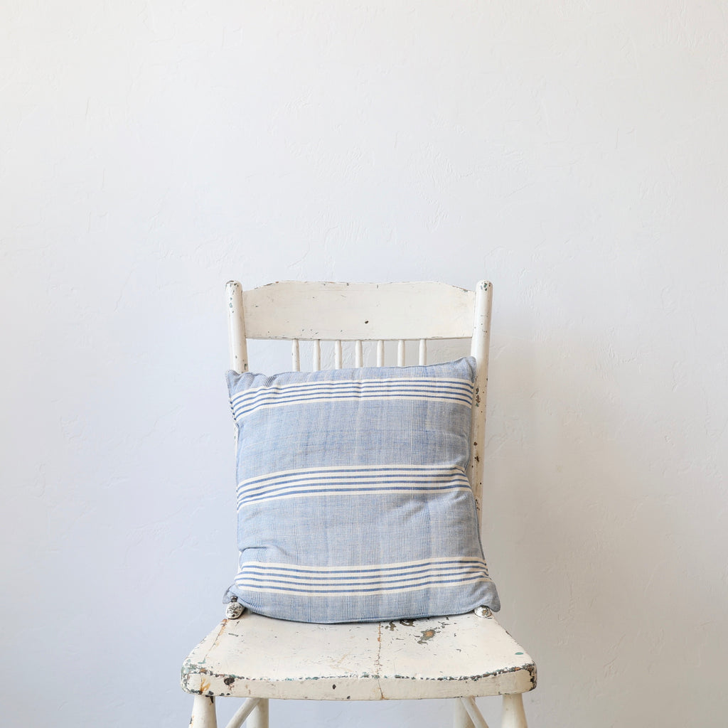 Tensira Pillow - Light Blue and Cream Stripes