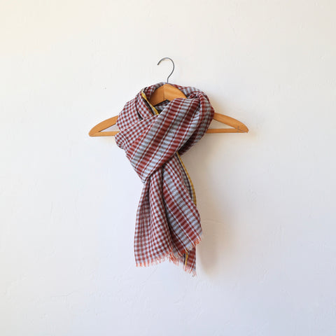 Épice Large Wool Plaid Scarf - Rusty