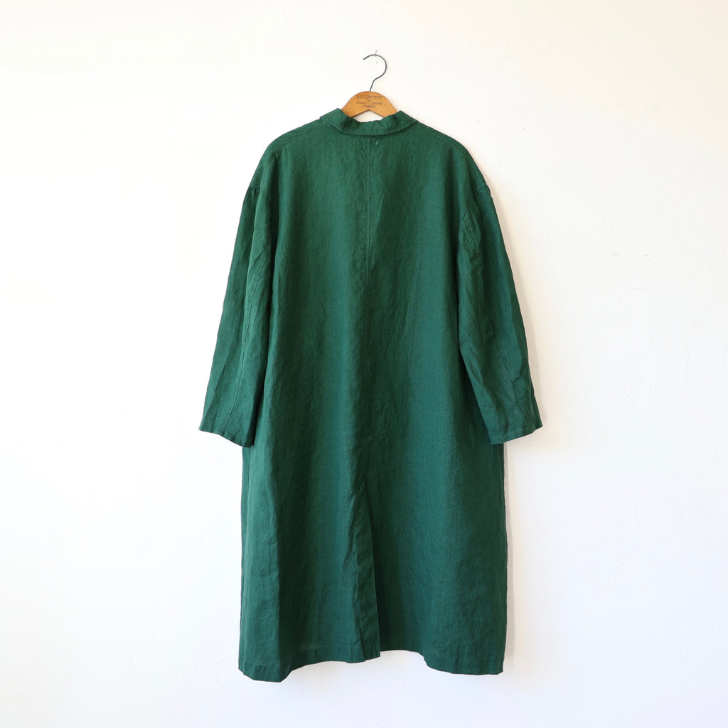 Fog Linen Easy Overcoat - Forest Green