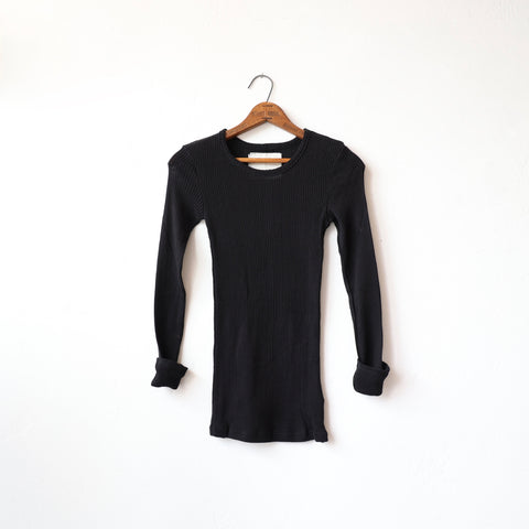 V::room Gauze Rib Cotton Tee - Black