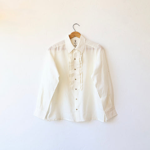 Maku Louis Ruffle Shirt - Cream Silk/Cotton