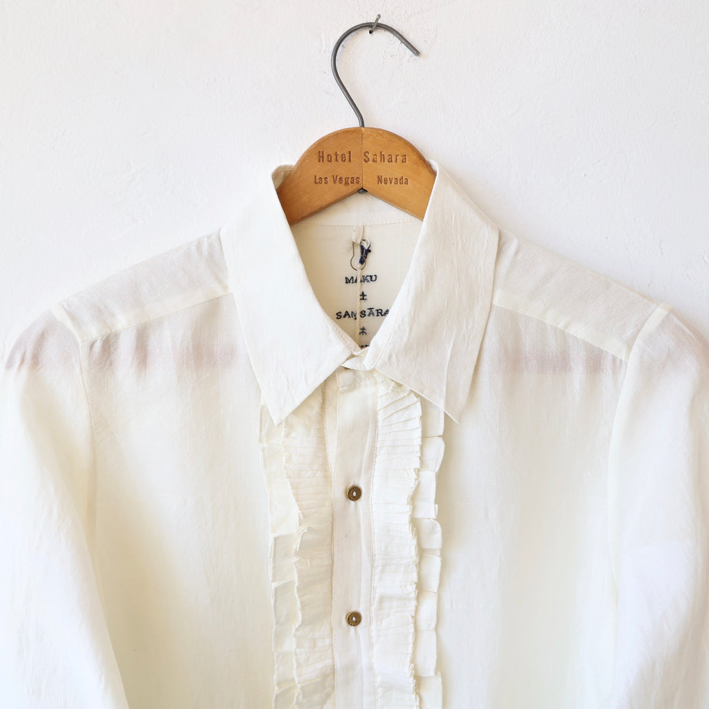 Maku Louis Ruffle Shirt - Cream Sillk/Cotton