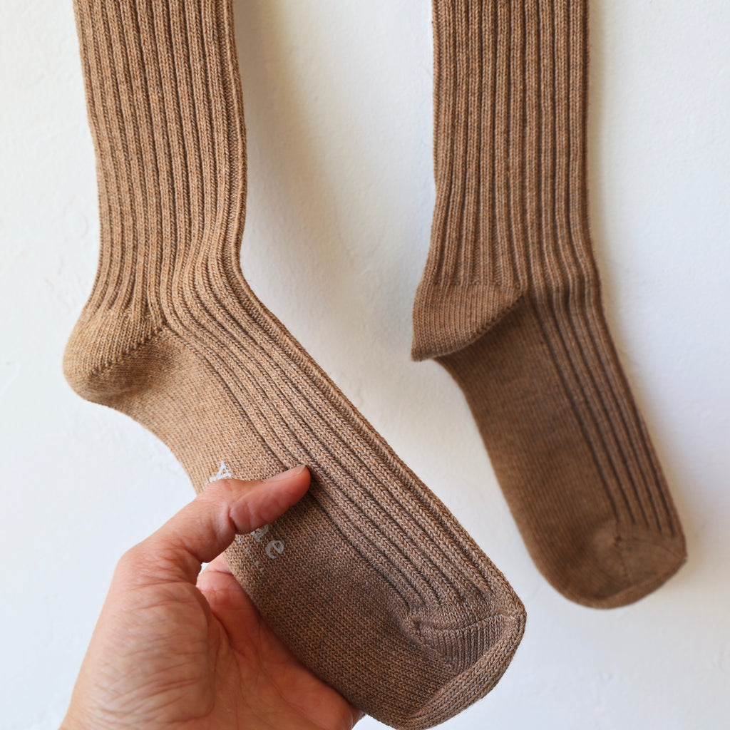 Yahae Organic Cotton/Yak Rib Socks - Soft Brown