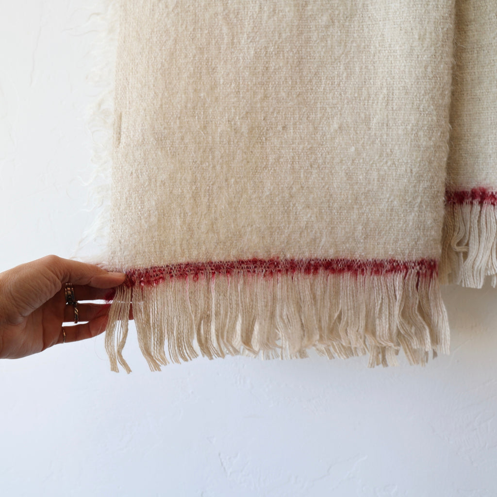House of Lyria Cotton/Mohair/Wool/Linen Throw - Thin Red Stripe