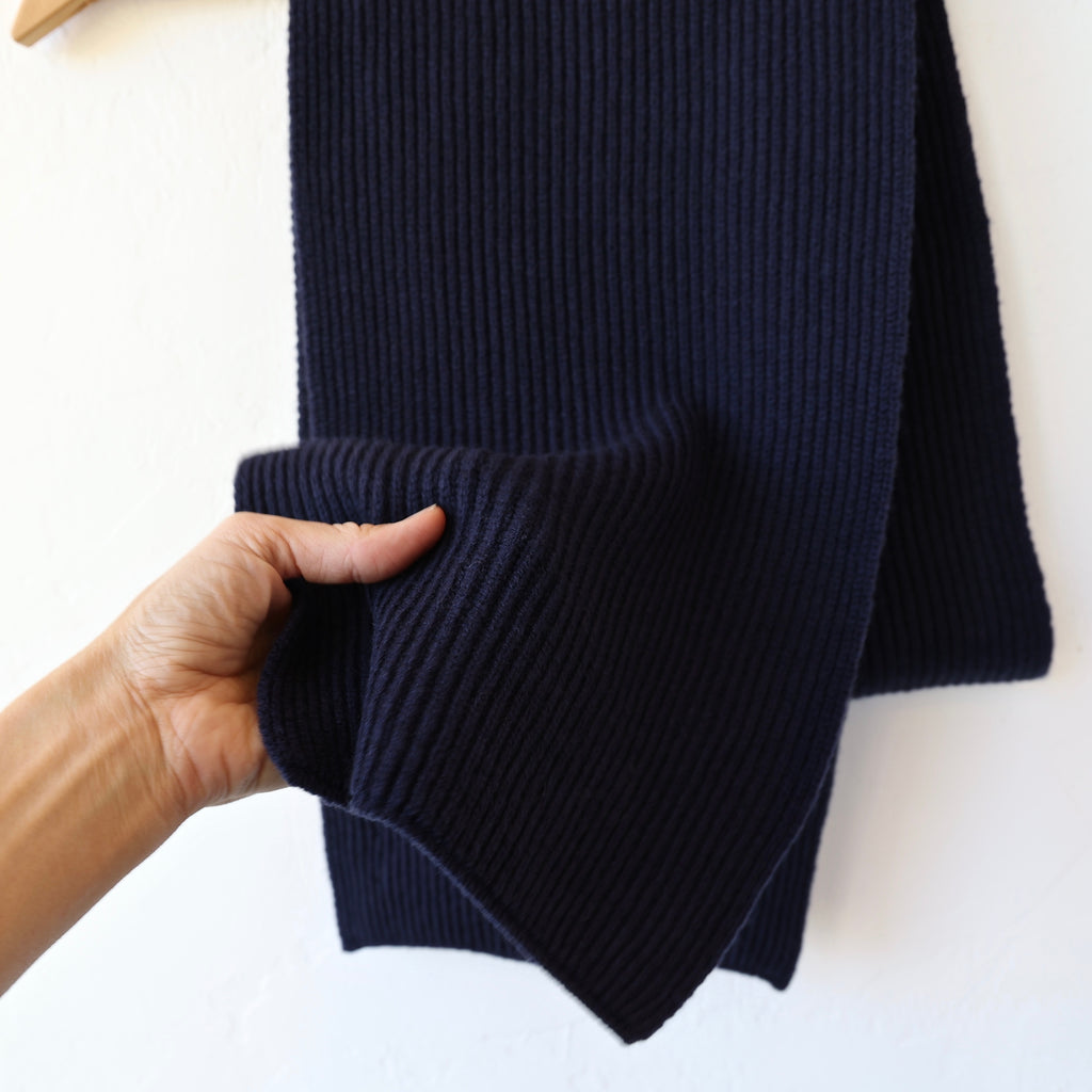 Made in Scotland Cashmere Ribbed Scarf - Navy