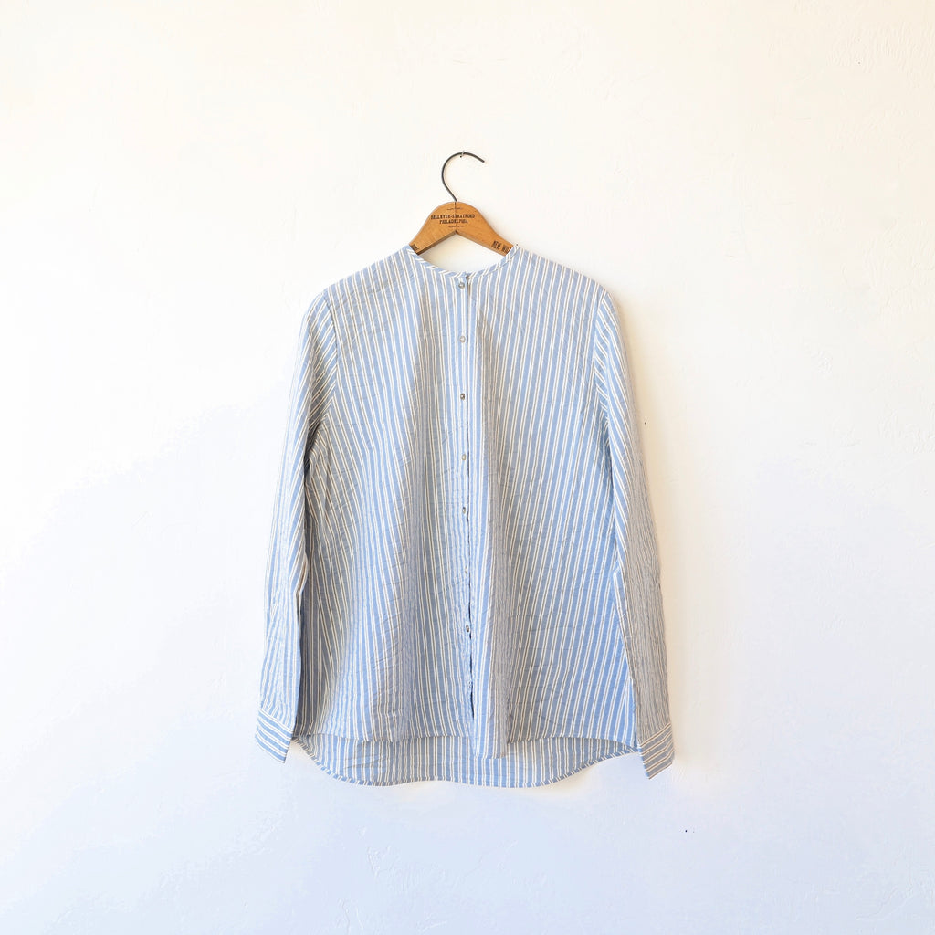Apuntob Striped Cotton Silk Shirt - Sky