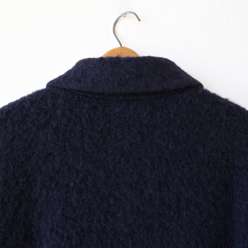 Apuntob Alpaca/Wool Rounded Collar Jacket - Navy