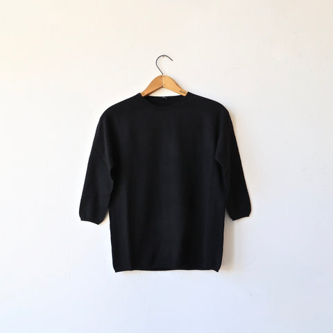 Apuntob Cashmere 3/4 Sleeve Pullover - Black