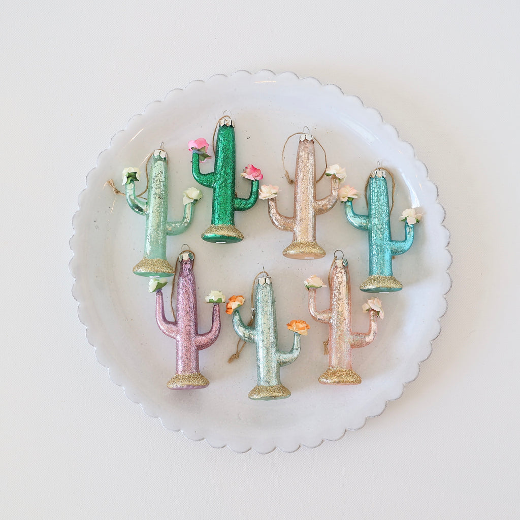 Blown Glass Ornaments - Saguaro Cacti - 7 Colors