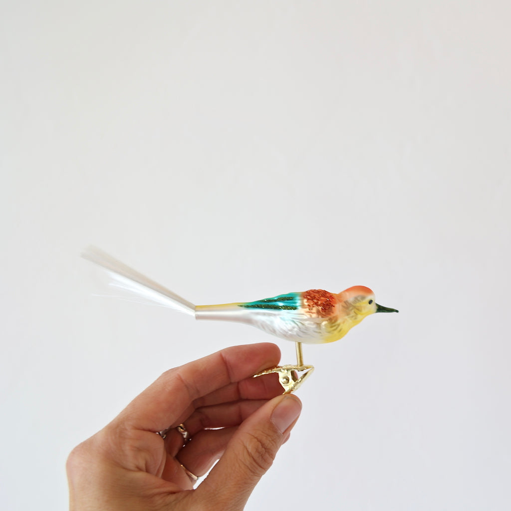 Blown Glass Ornaments - Clip-on Birds