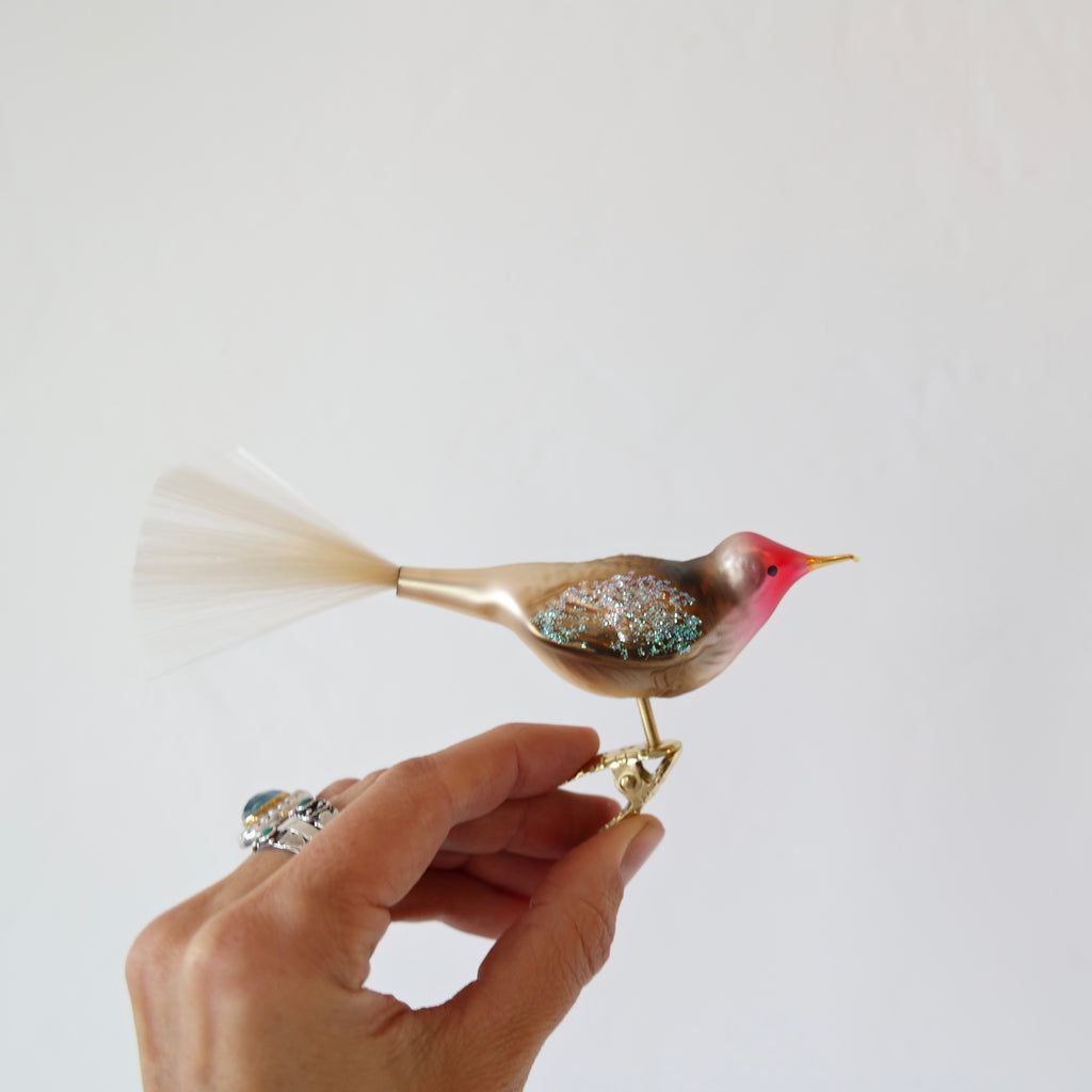 Blown Glass Ornaments - Clip-on Birds